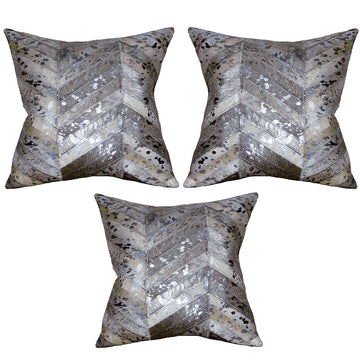 Hilason Cowhide Leather Hair-On Patchwork Cushion Pillow Cover